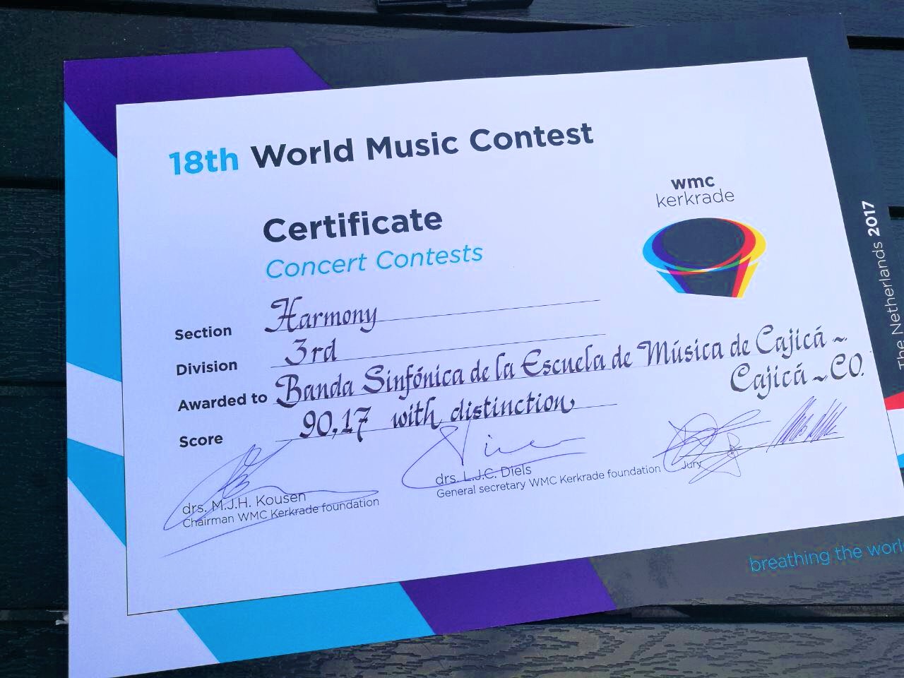 En el Concurso Mundial de Bandas en Holanda Cajicá ganadora en su categoría