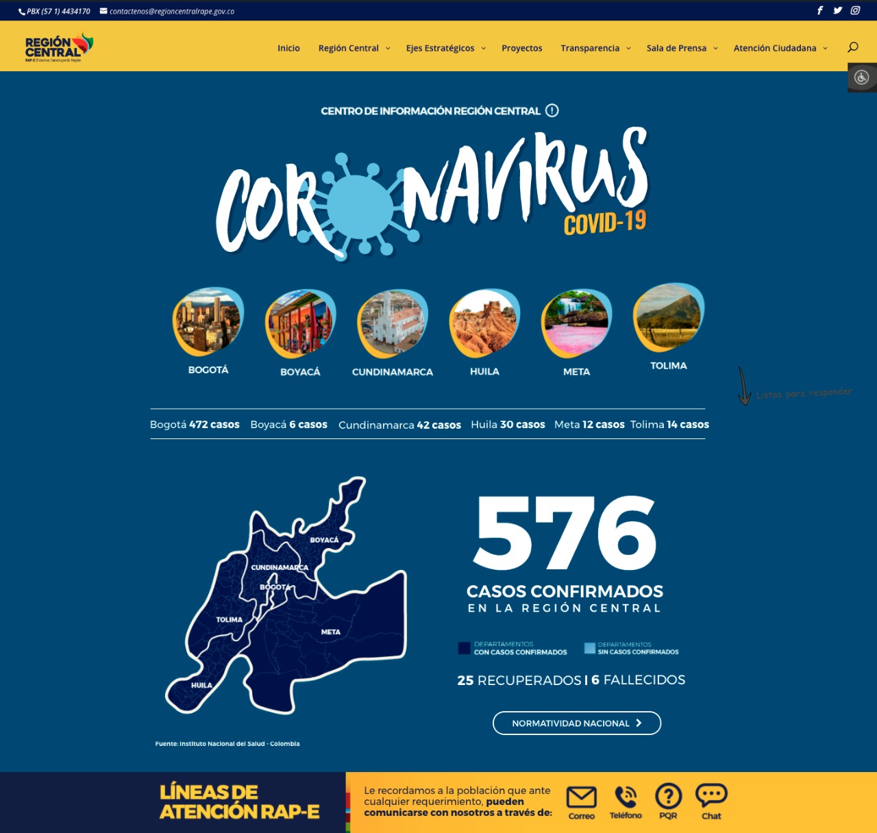 Conozca el nuevo centro de informacion virtual covid 19 de la Region Central