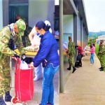 Ejercito Nacional entrega ayudas y desinfecta calles en Bogota y Cundinamarca
