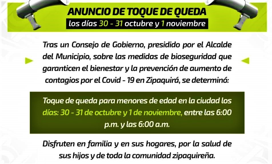 Video que hoy circula en redes sobre toque de queda para los zipaquirenos no es vigente