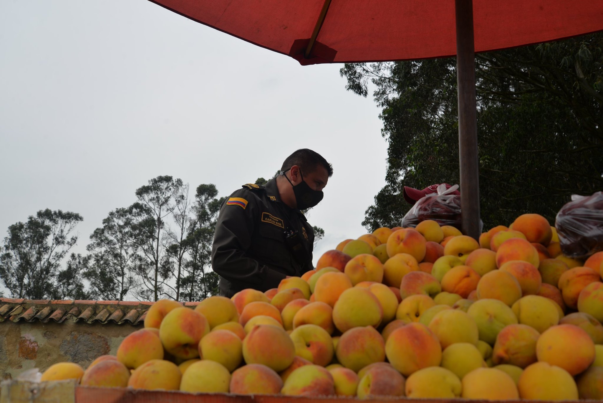 Comparendo a vendedores ambulantes de durazno en Zipaquira