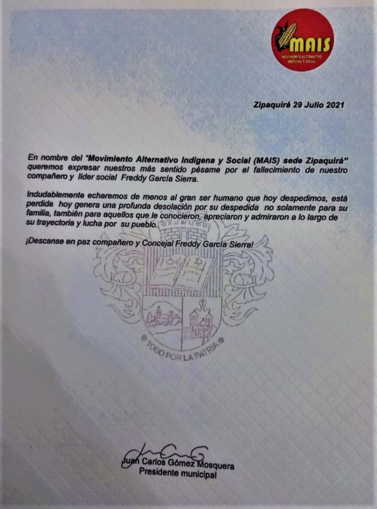 Carta MAIS Concejal Freddy