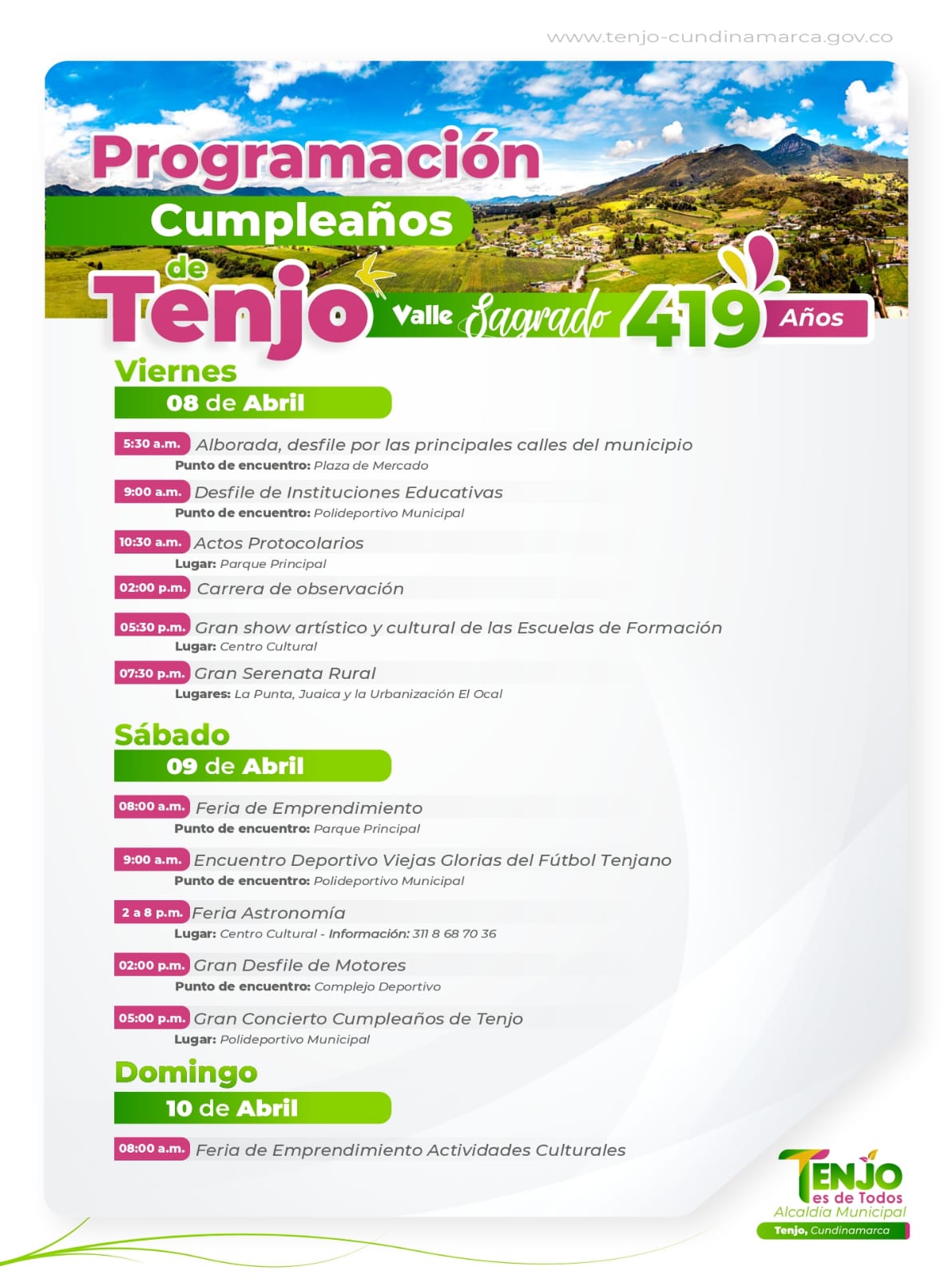 TENJO 419 ANOS PROGRAMACION 1