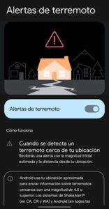 Puede activar o desactivar la alarma de terremotos de Google2