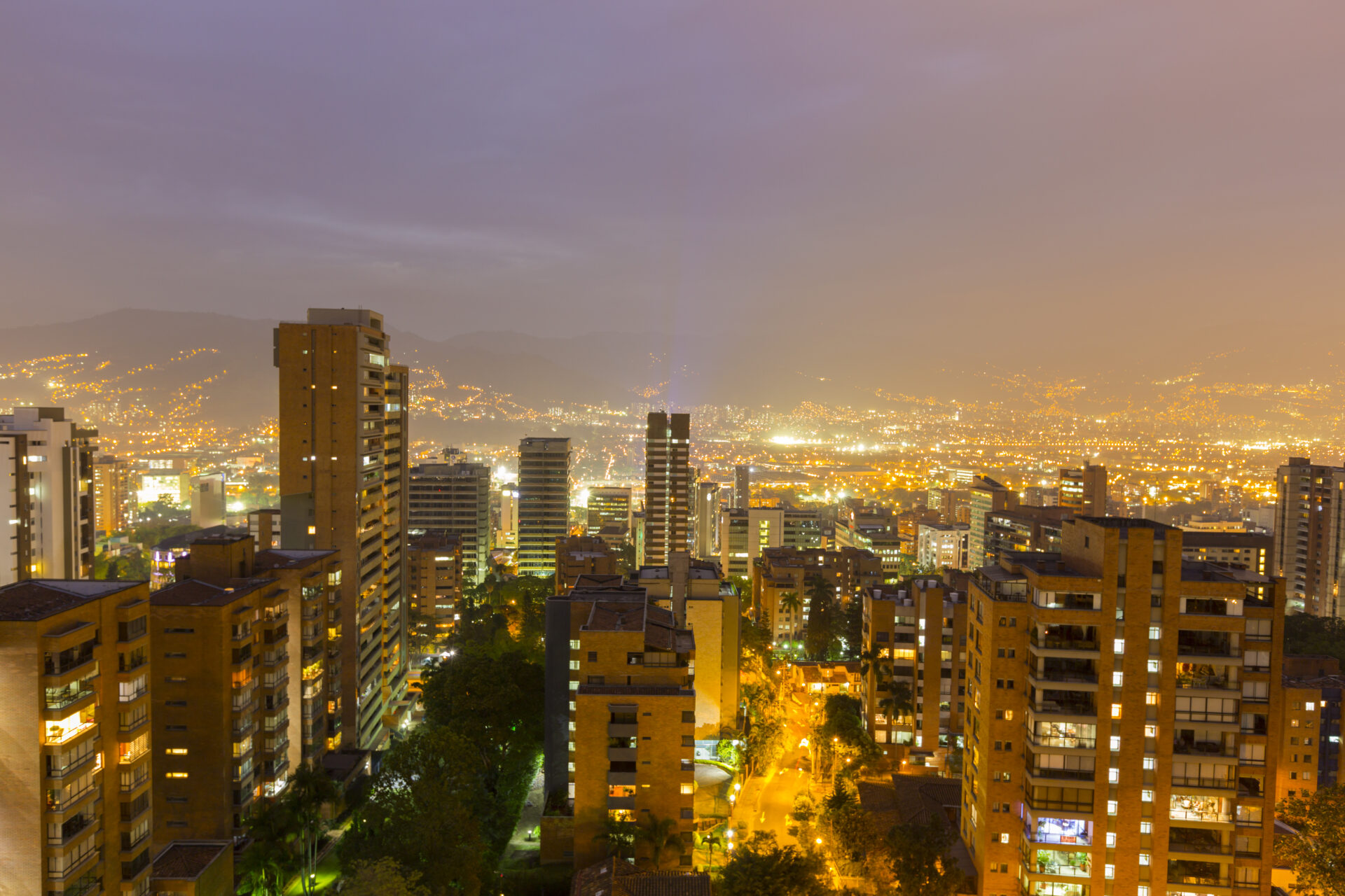 cityscape of medellin at night colombia 2021 08 26 17 19 53 utc