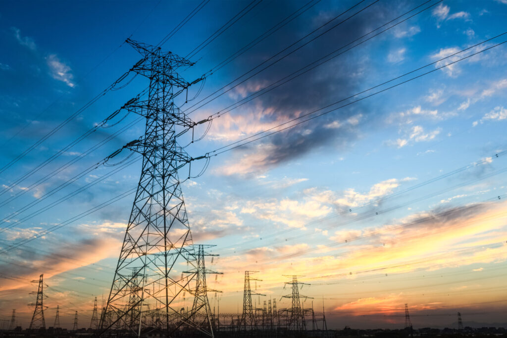 power transmission tower at dusk 2021 08 26 17 53 09 utc