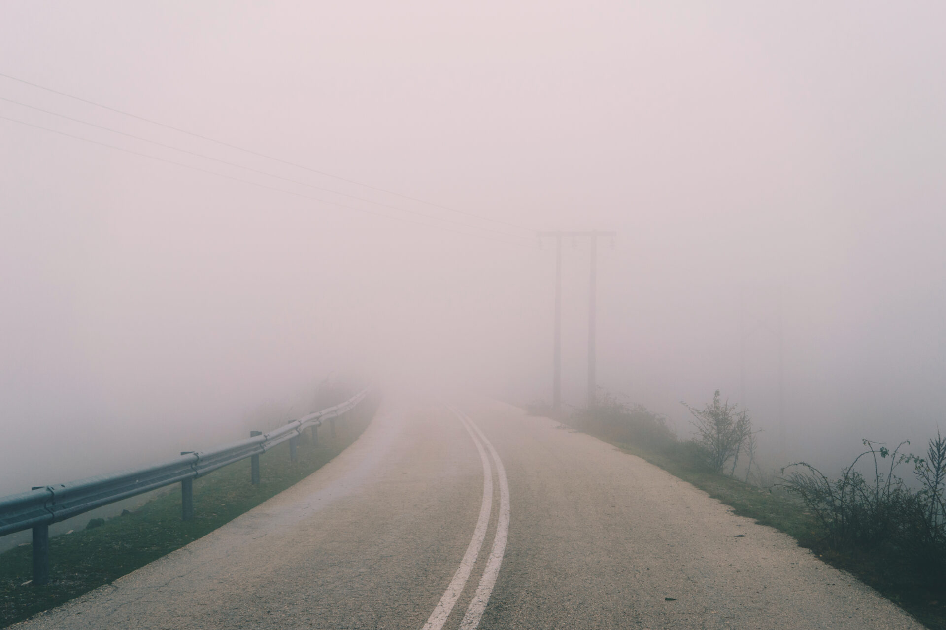 autumn landscape foggy road in forest 2022 02 02 05 05 09 utc