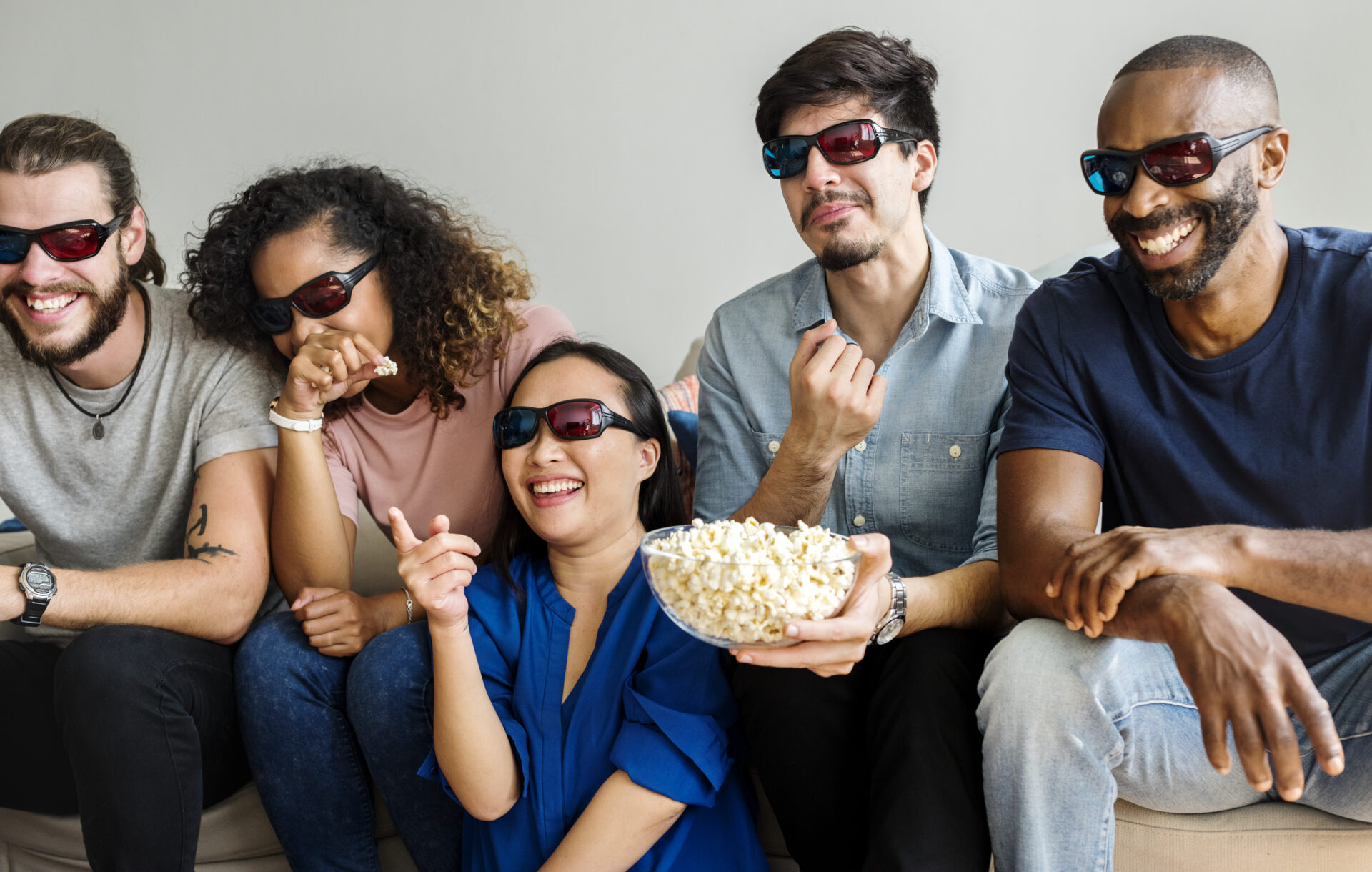 group of diverse friends watching 3d movie togethe 2022 09 16 09 28 55 utc