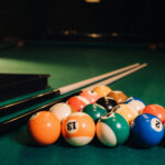 billiard table with green surface and balls in the 2021 09 01 06 28 17 utc