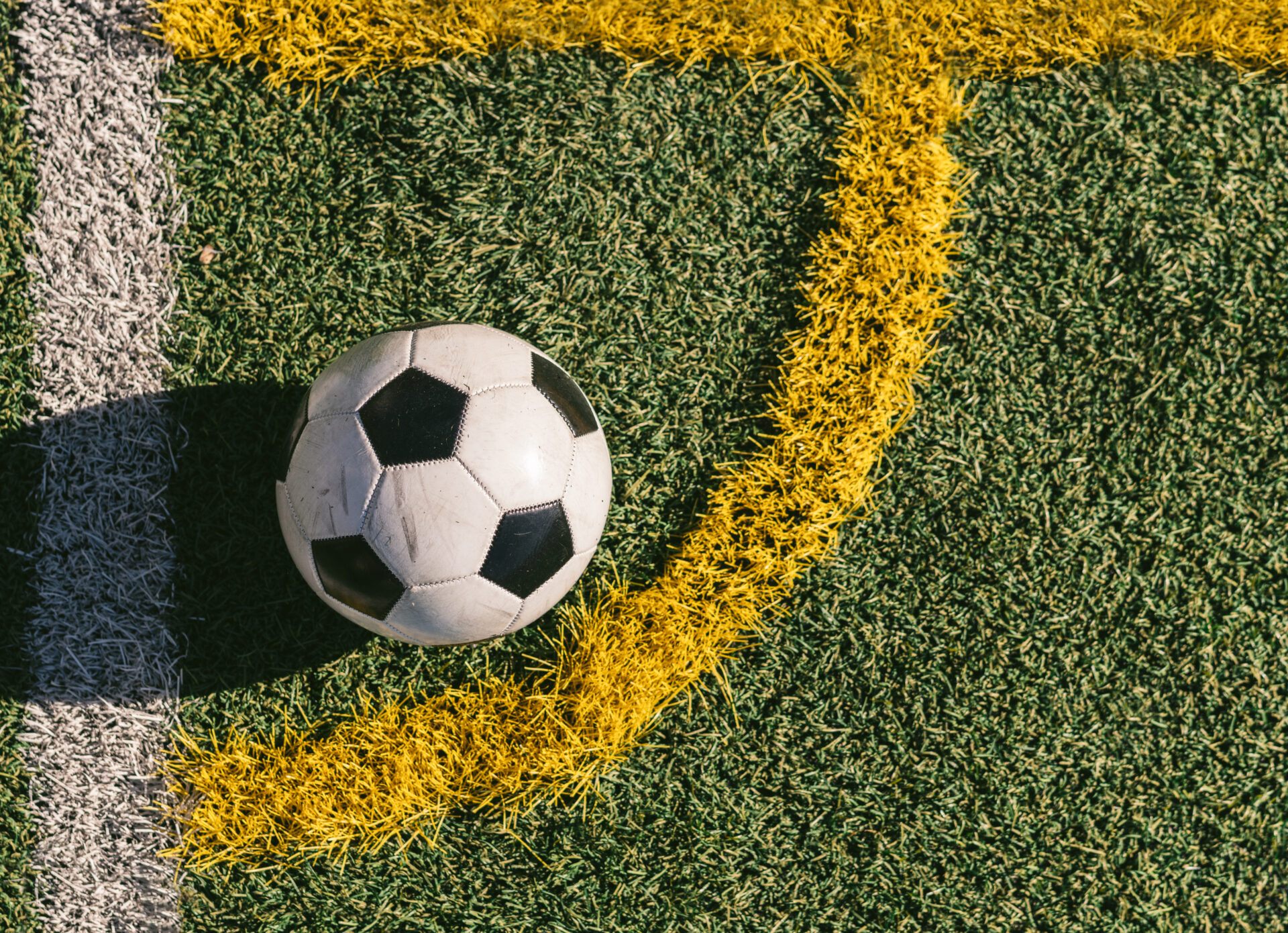 football placed in the corner of a football field 2022 05 10 06 45 52 utc