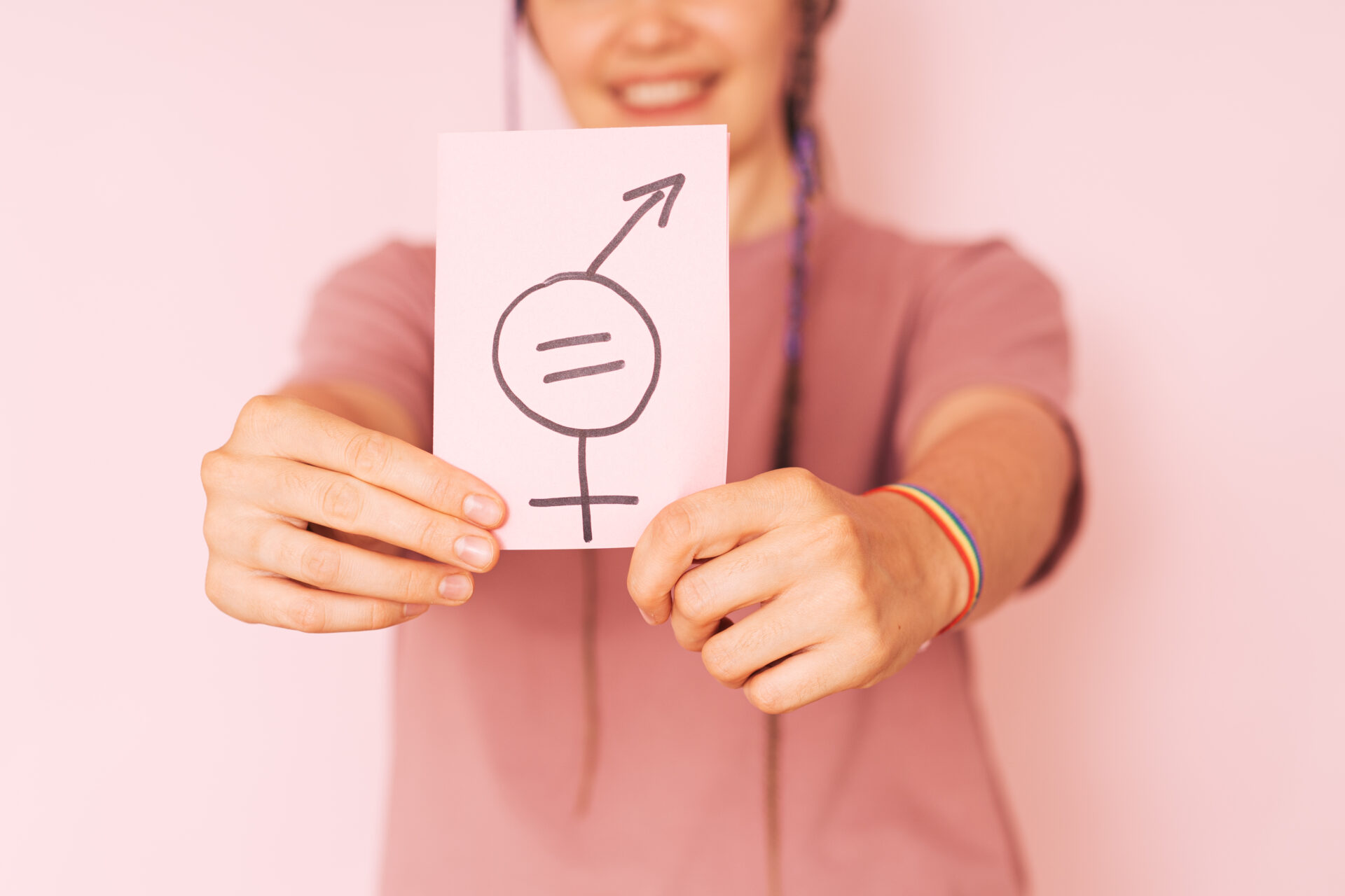 girl holding paper with gender equality sign again 2022 07 14 16 03 15 utc