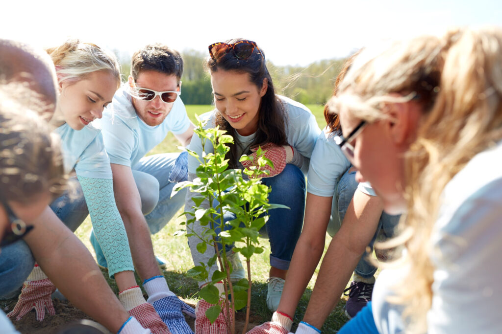 group of volunteers planting tree in park 2022 10 07 03 20 36 utc