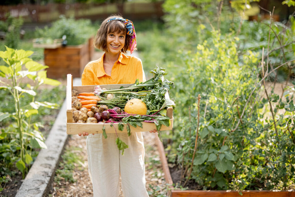 young farmer with freshly picked vegetables at gar 2022 07 14 19 10 42 utc