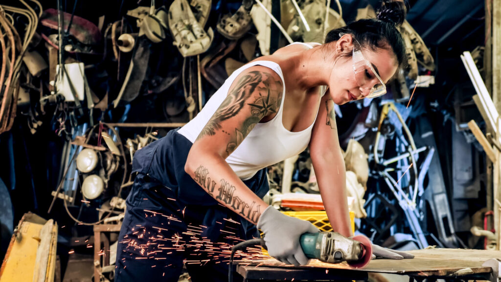 attractive young woman mechanical worker repairing 2022 10 06 04 31 50 utc