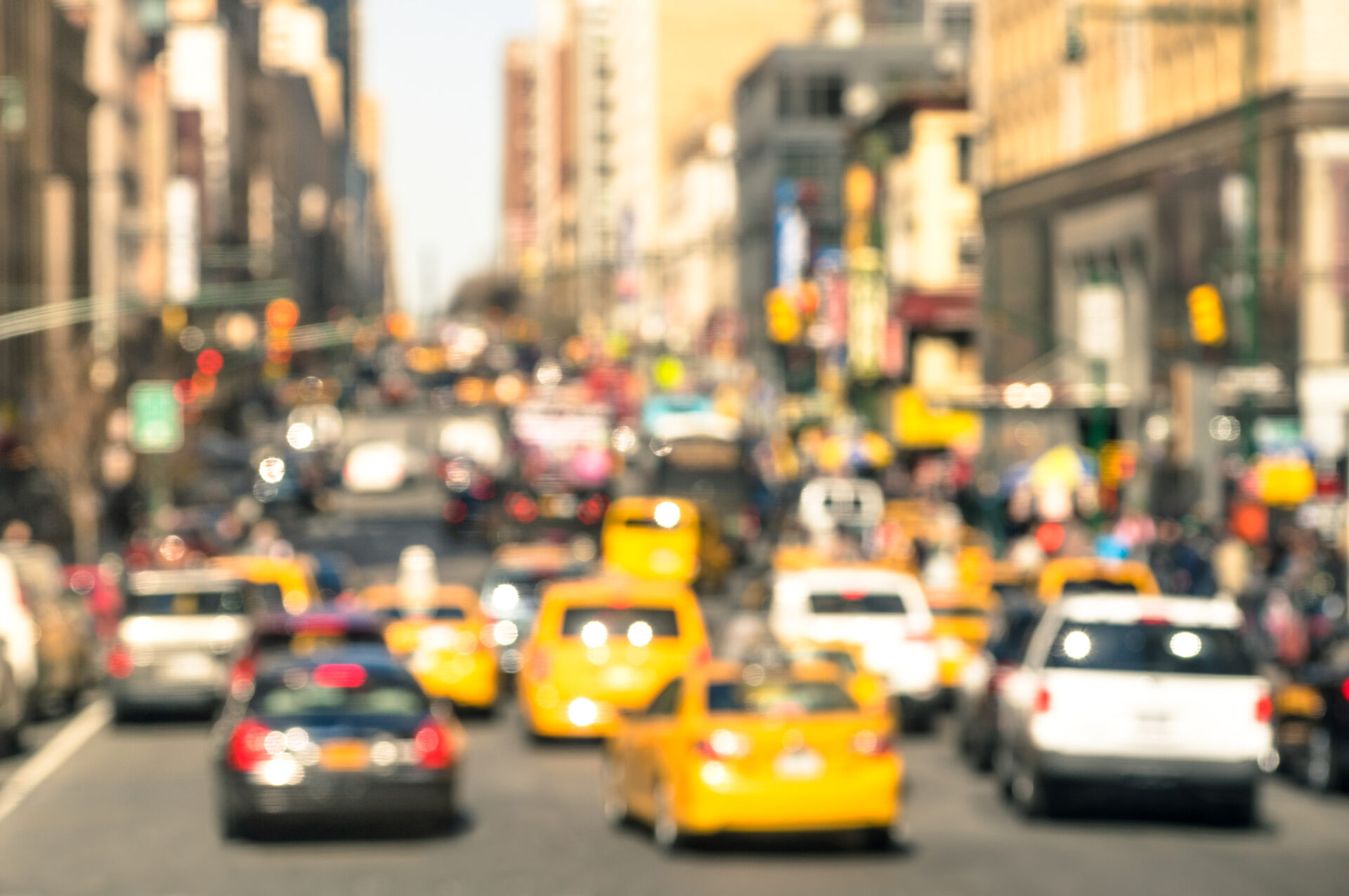 rush hour with defocused cars and yellow taxi cabs 2022 12 09 04 46 49 utc