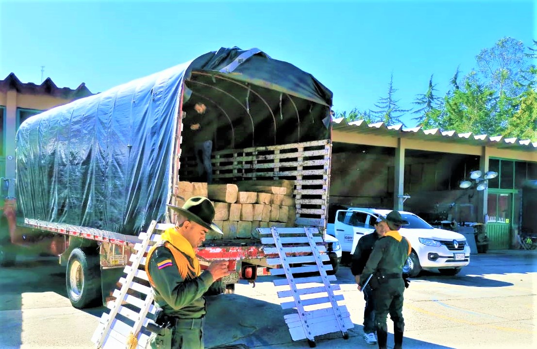 En un operativo vial se incautaron 128 bloques de madera ilegal