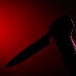 murderer with big knife in hand of scary crime sce 2022 09 21 02 05 03 utc