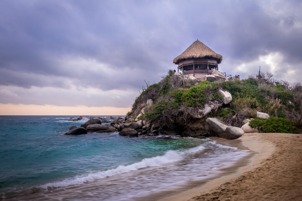 sunset and beach hut at cabo san juan tayrona na 2022 03 09 17 07 24 utc