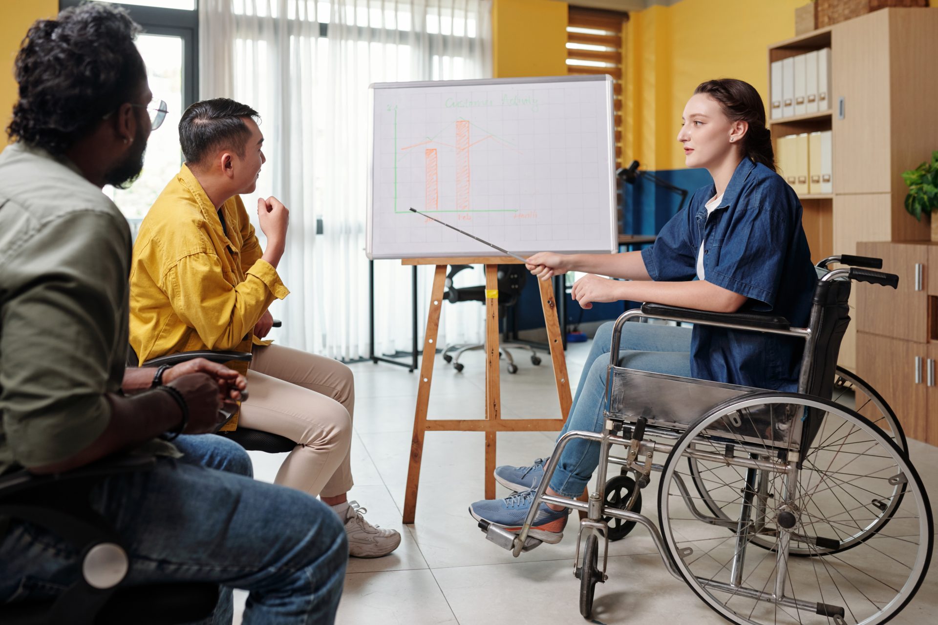 businesswoman with disability pointing at chart 2023 04 06 20 10 10 utc