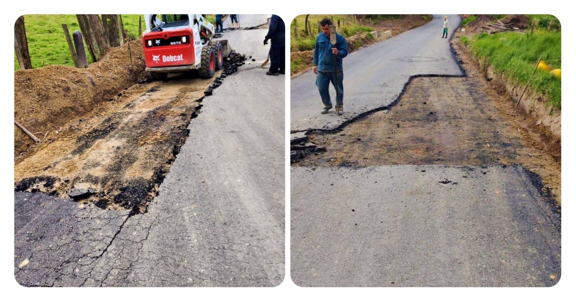 Denuncian graves fallas en la calidad del asfalto de la obra vial en la vereda San Jorge