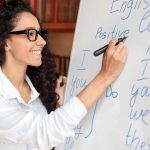 english teacher standing at whiteboard writing ru 2022 12 16 07 59 38 utc