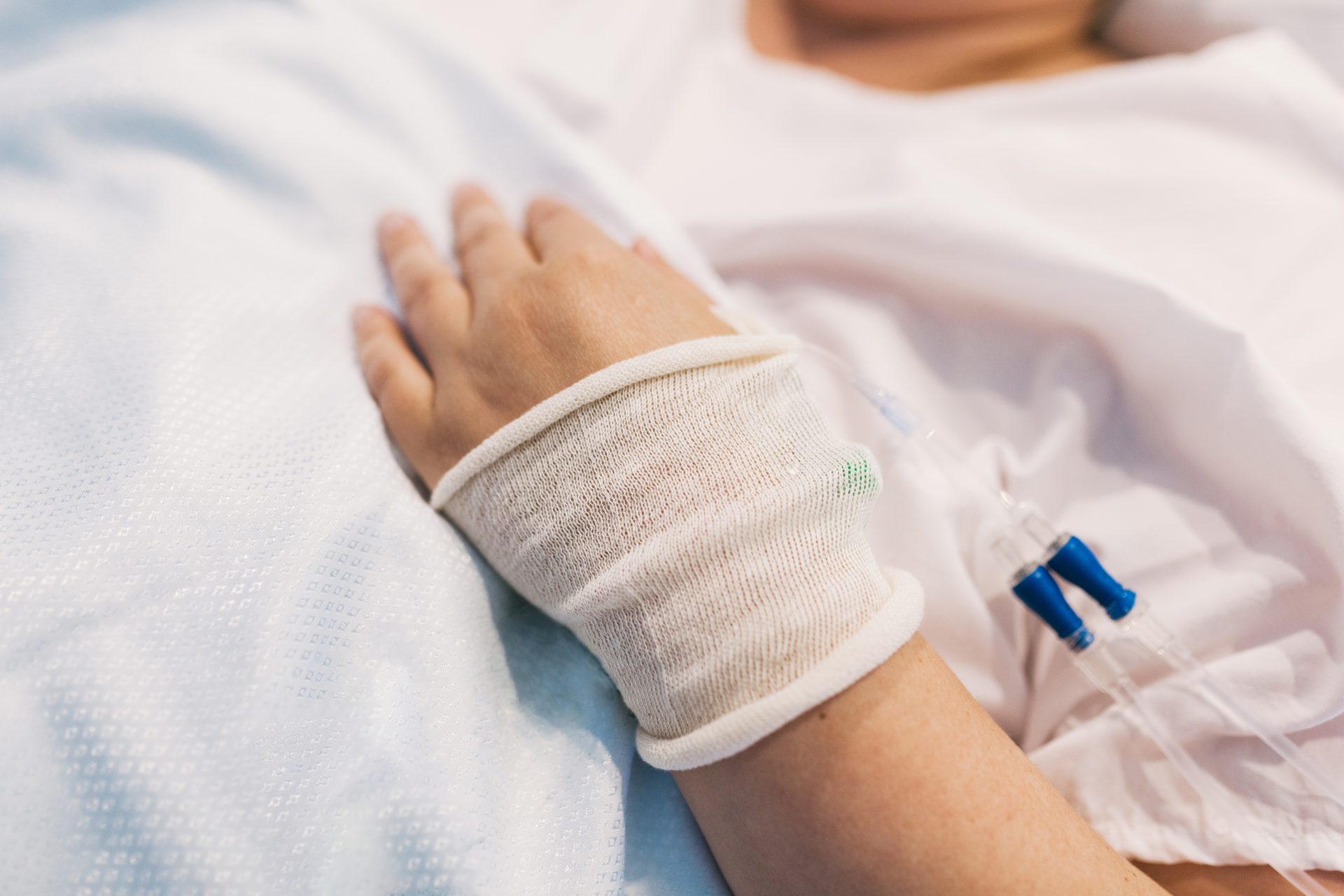 crop woman with intravenous cannula on hospital 2022 02 22 05 04 40 utc