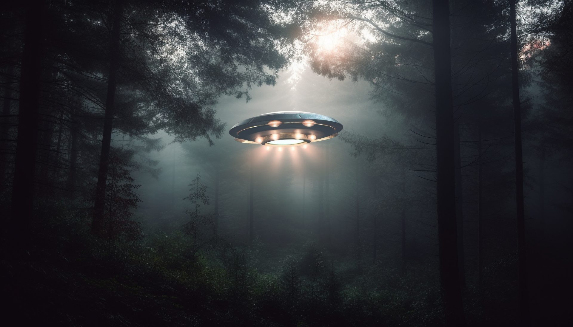 niebla espeluznante envuelve bosque surrealista iluminado equipo iluminacion espeluznante generado ia
