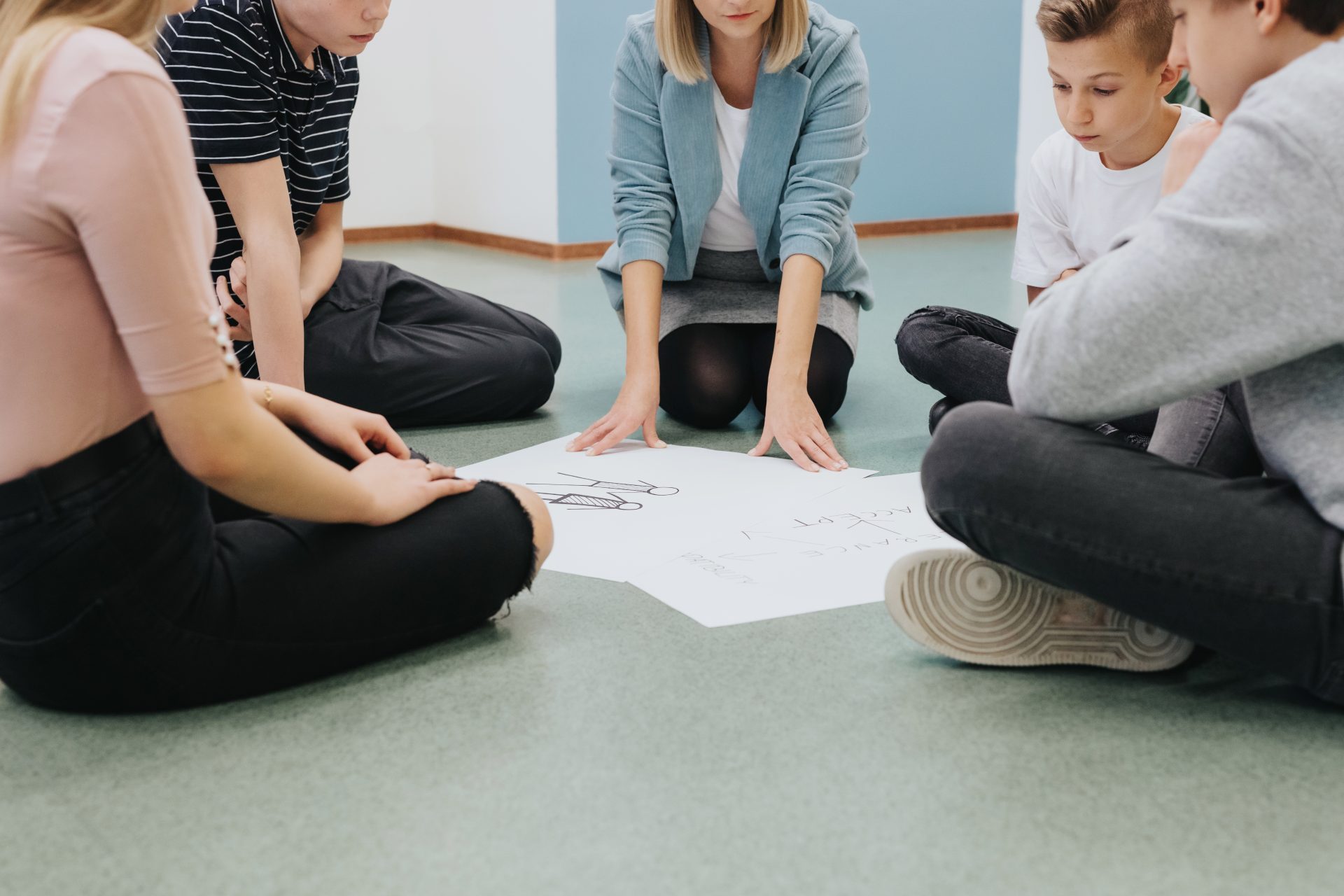 group of teenagers sit in a circle on the floor an 2021 08 29 06 08 57 utc