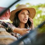 sustainability farmer worker and woman on a phone 2022 12 08 23 21 14 utc