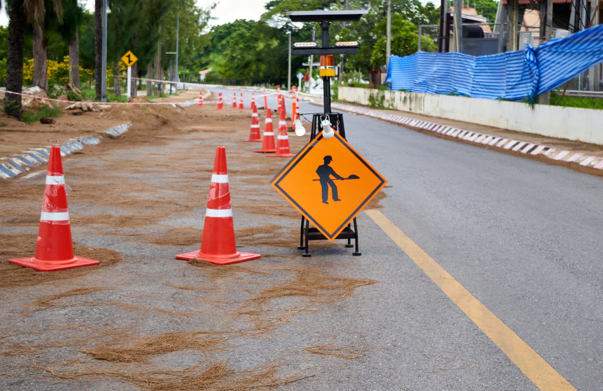 under construction sign on the asphalt road 2022 12 07 04 46 51 utc