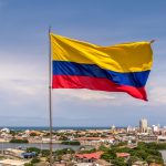 colombian flag over city of cartagena colombia 2022 03 09 16 44 01 utc