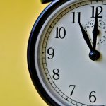 shot of vintage retro analog clock on yellow backg 2023 11 27 05 37 05 utc