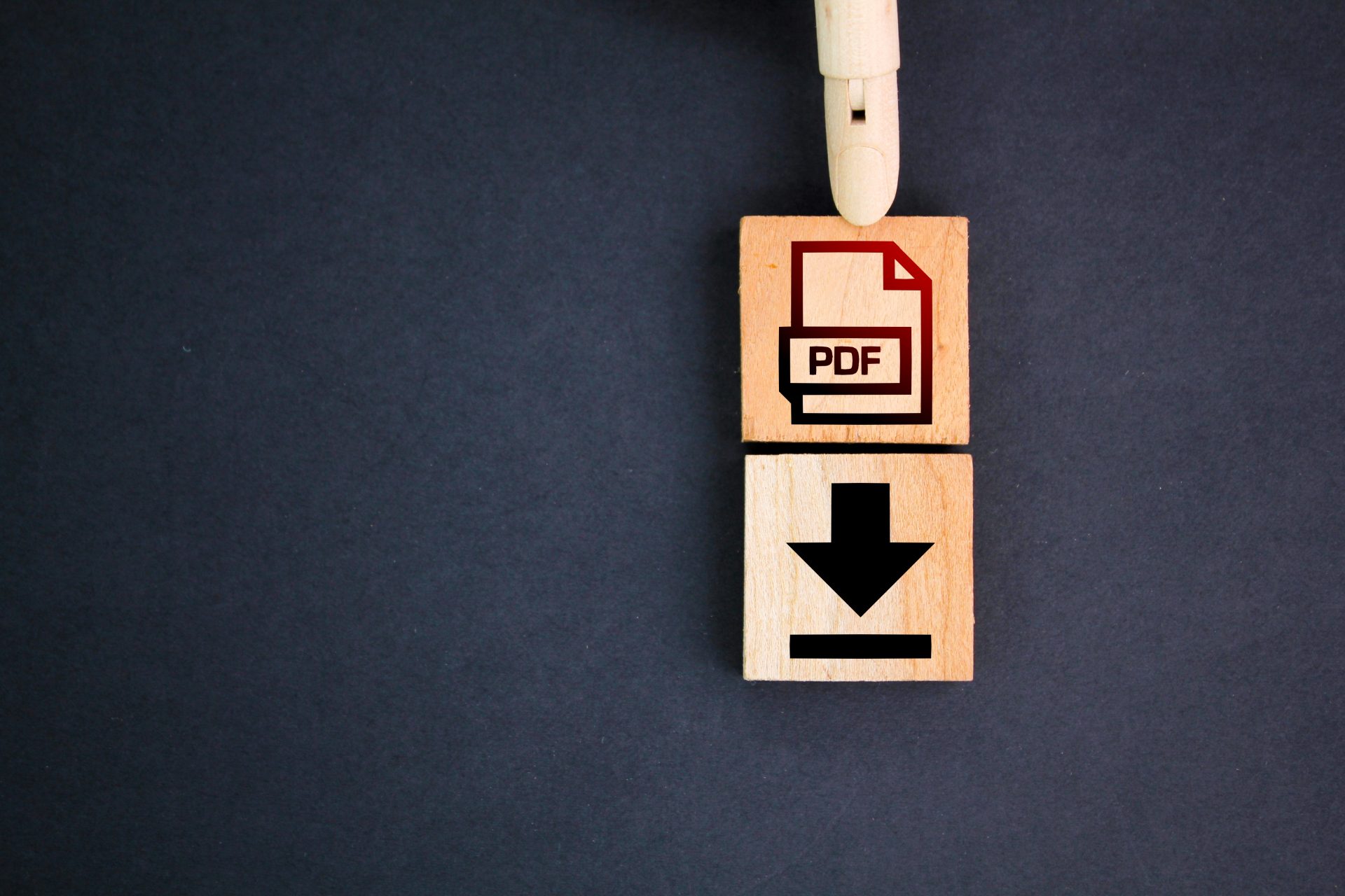 wooden square with pdf format file icon and downlo 2023 11 27 05 01 01 utc