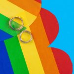 gay marriage concept with rainbow flag and rings 2023 11 27 05 21 38 utc
