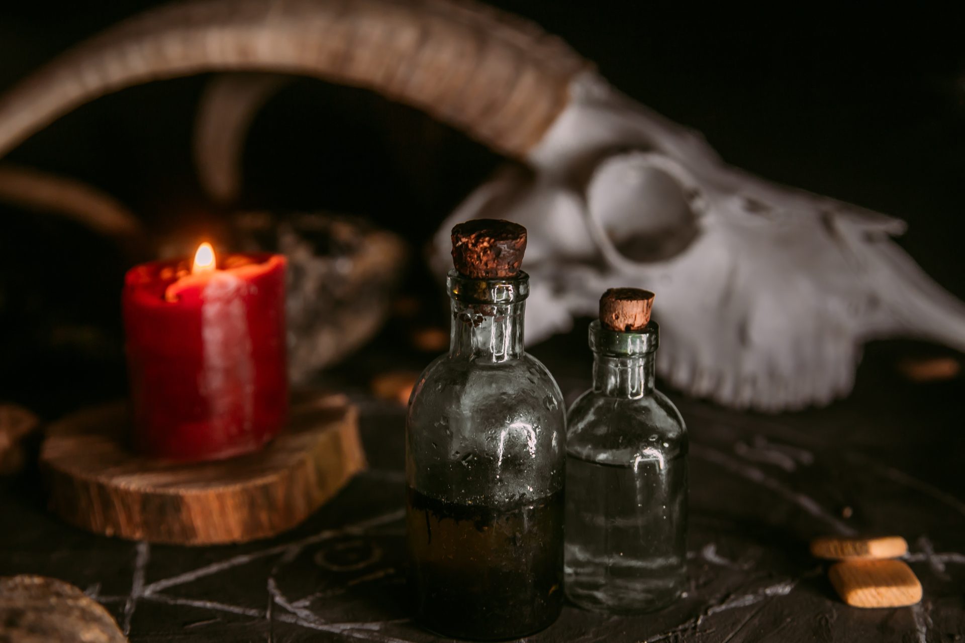 white goat scull with horns open old book candle 2023 11 27 05 22 48 utc