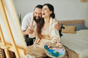 appealing cheerful couple of bearded man and disab 2024 04 10 16 52 31 utc