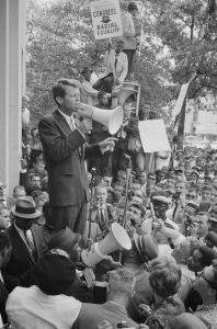 Robert Kennedy speaking before a crowd June 14 1963