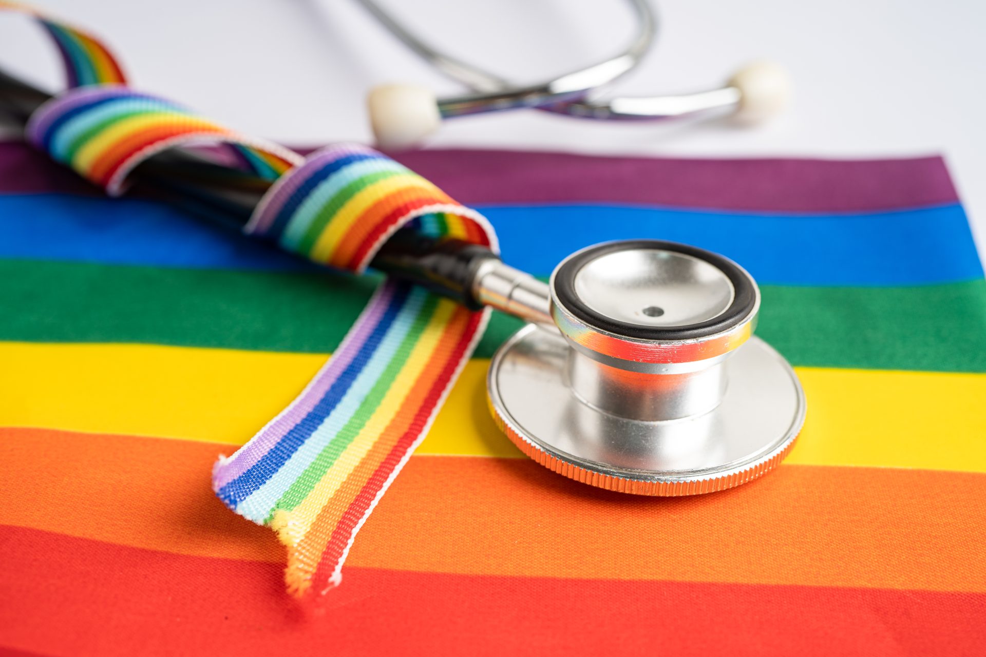 stethoscope on rainbow flag background symbol of 2023 11 27 04 54 00 utc