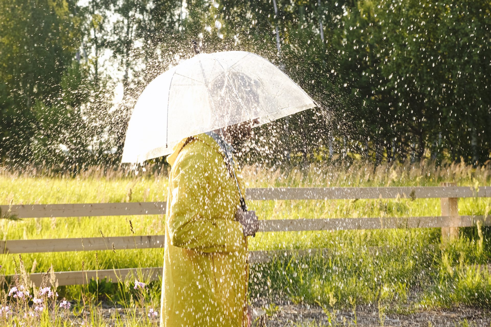 a man in a yellow raincoat in the rain it s raini 2023 11 27 05 15 47 utc