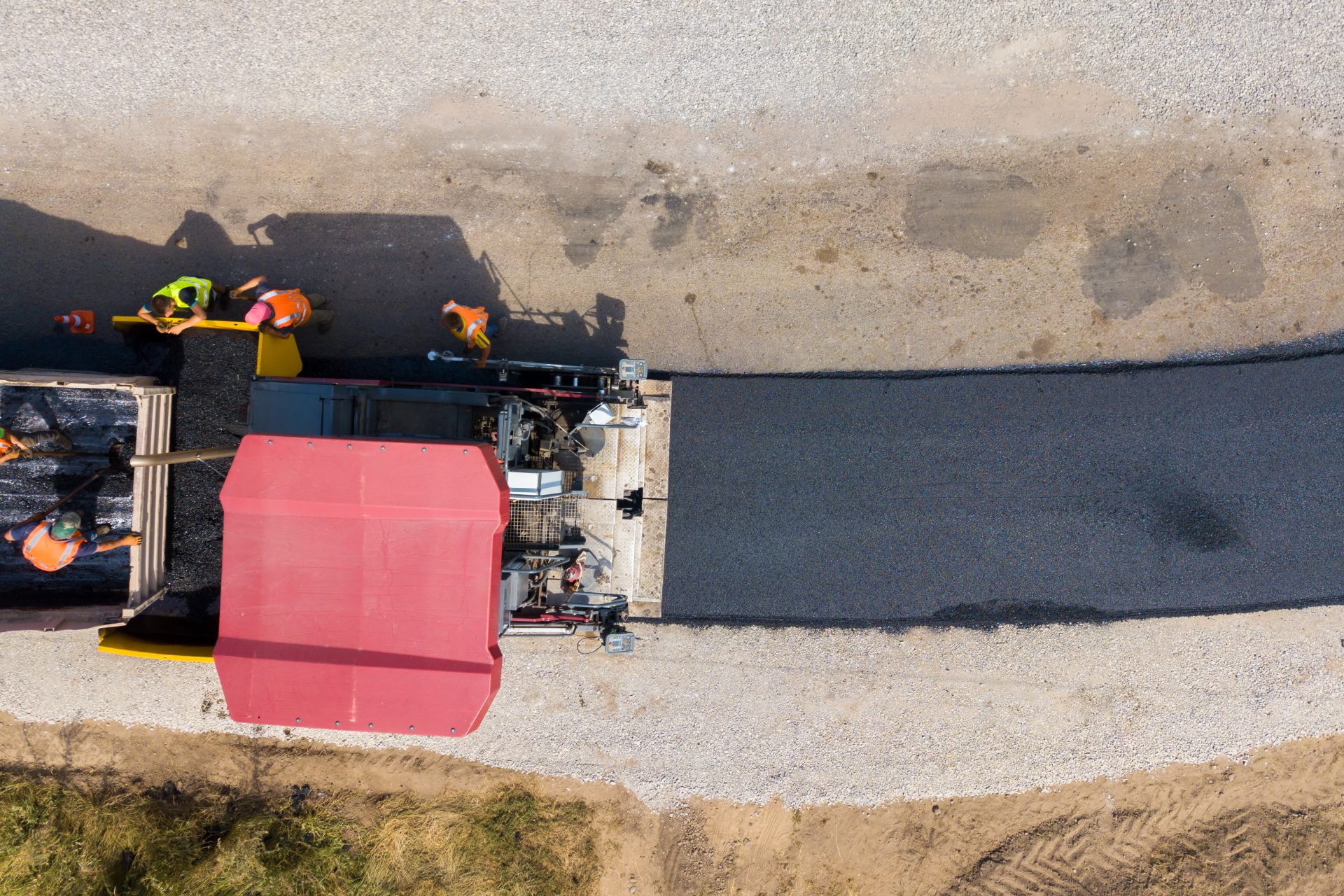aerial view of new road construction with asphalt 2023 11 27 05 10 30 utc