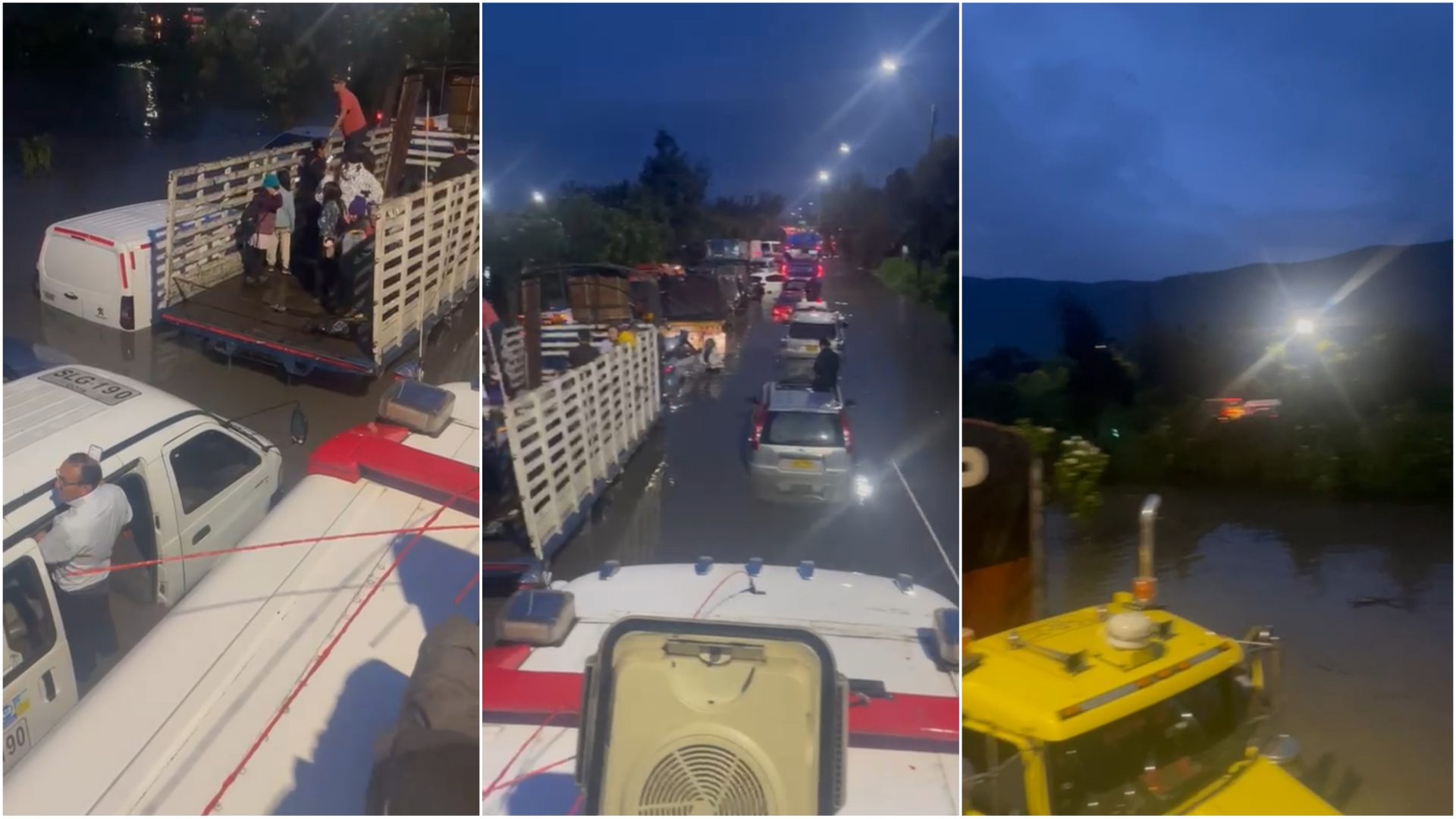 Inundaciones paralizan la Autopista Norte en Bogota tras desbordamiento del rio Torca
