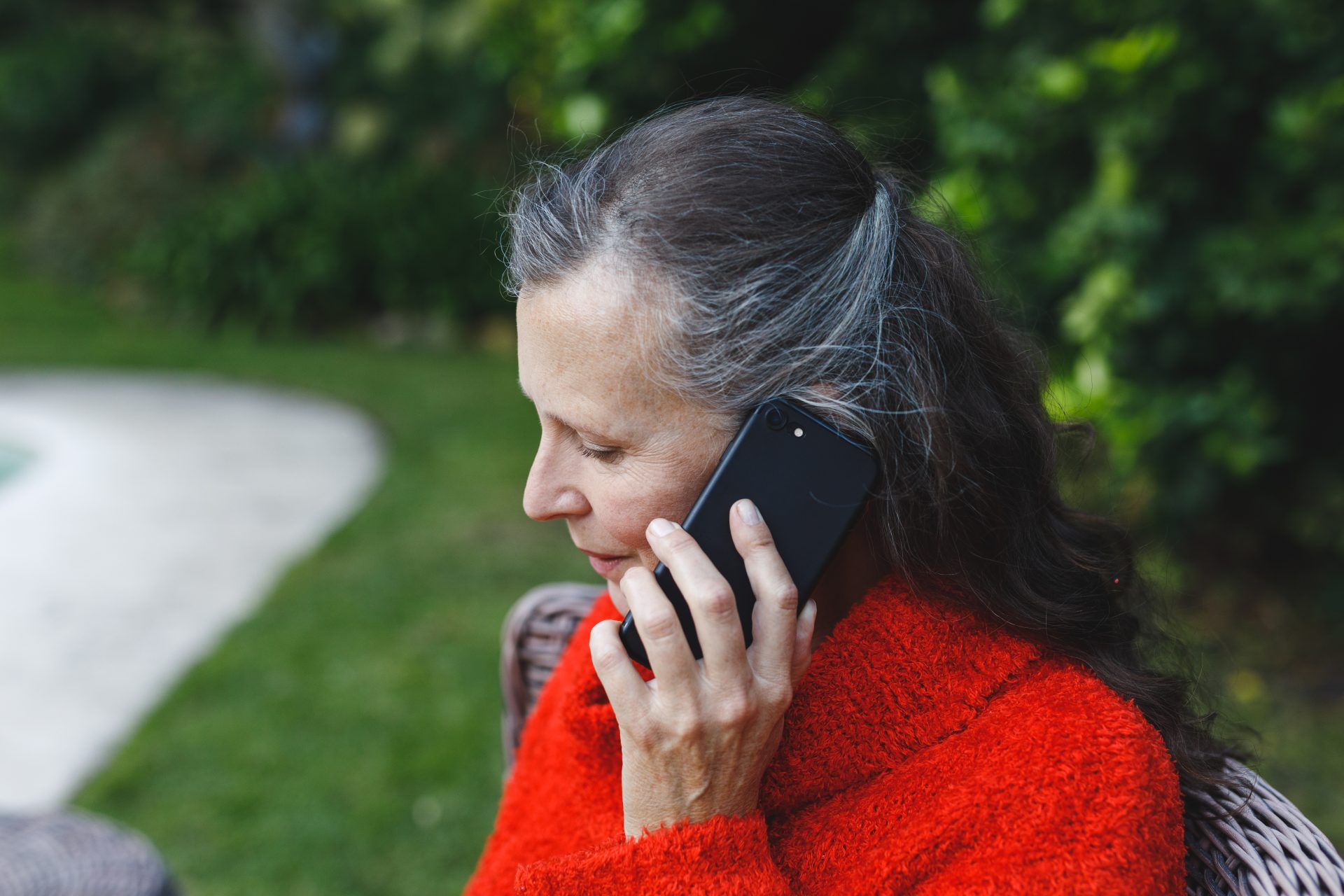 happy senior caucasian woman talking on smartphone 2023 11 27 04 58 23 utc