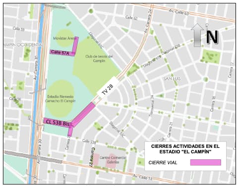 movilidad en bogota cierres y desvios por conciertos de andres cepeda mapa 1