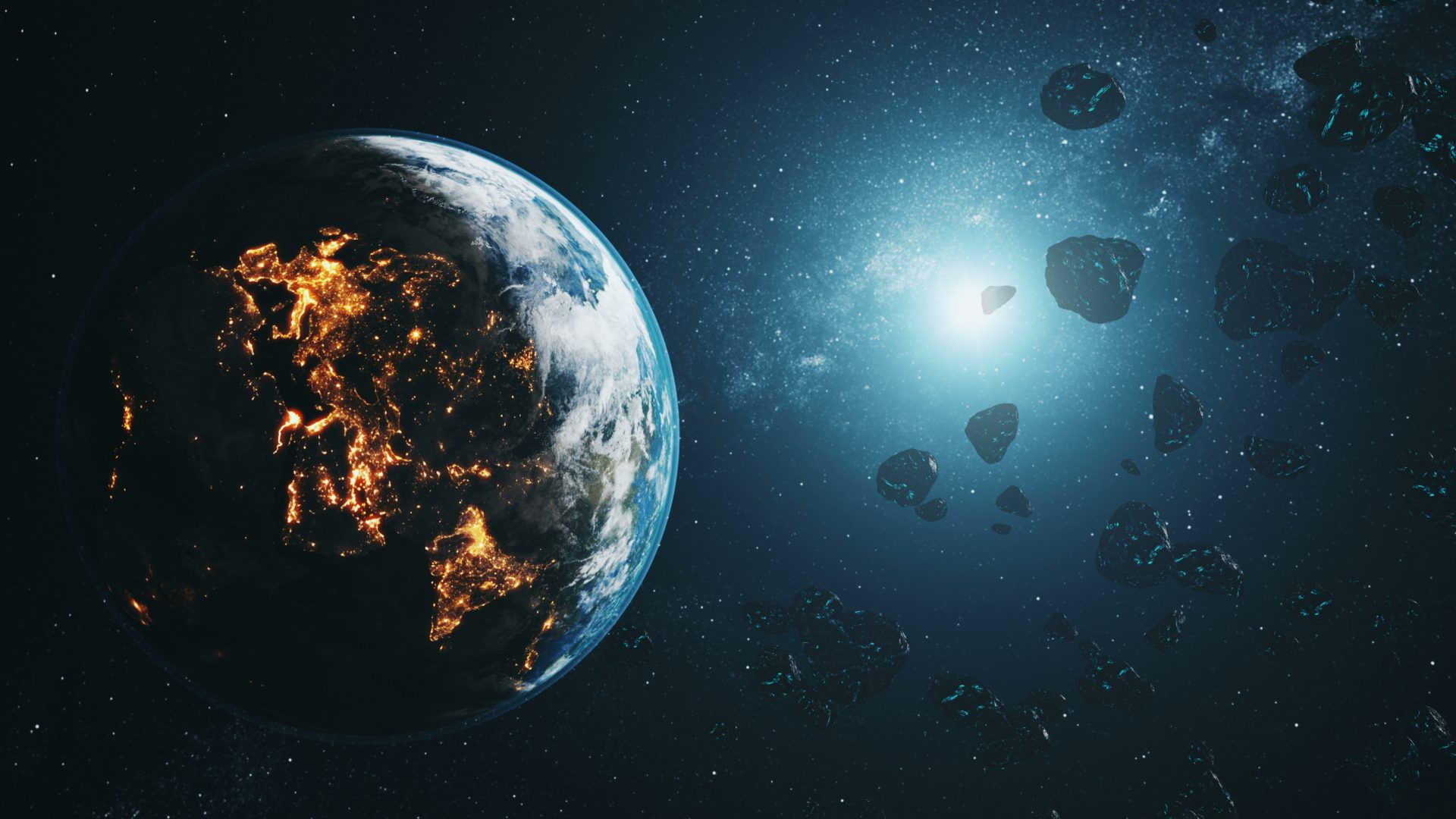 black asteroids fly by realistic planet earth 2025 01 08 07 54 59 utc