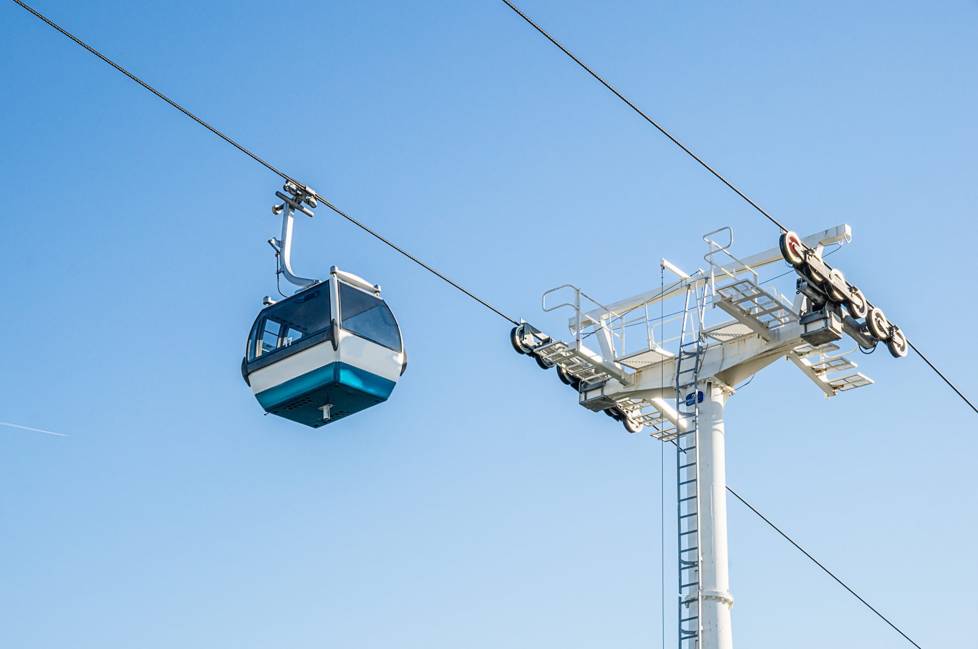 low angle shot of a cable car in expo district li 2025 02 09 08 22 38 utc