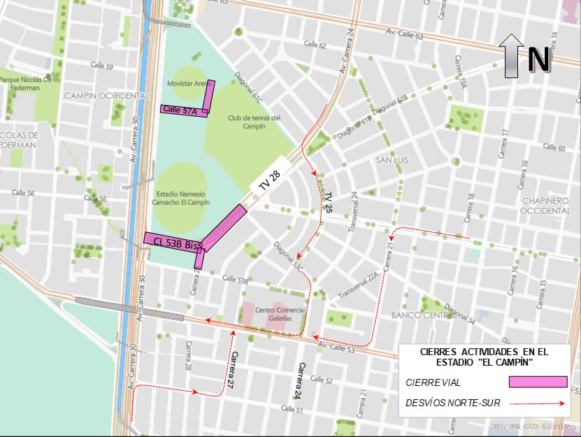 mapa 2. desvio sentido norte sur