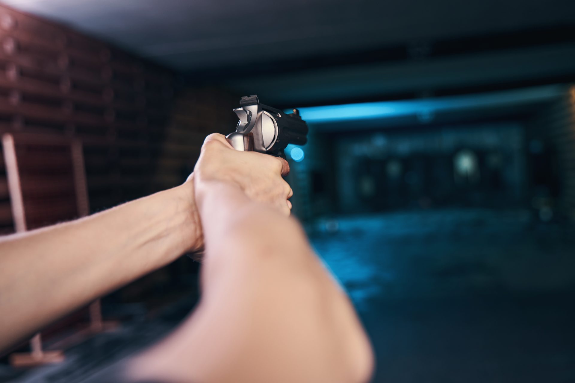 adult man aiming his pistol at a target 2024 10 18 09 44 42 utc