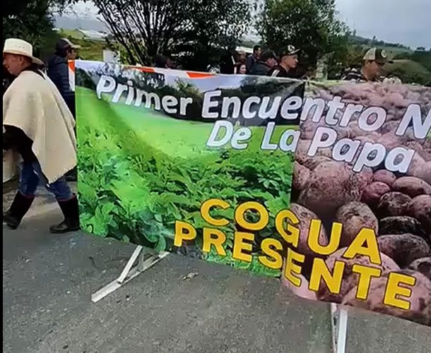 Por bajos precios de la papa campesinos bloquean via Bogota–Tunja en Villapinzon