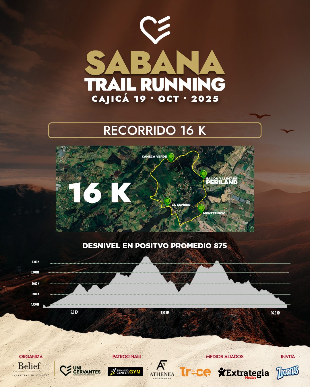 POST SABANA TRAIL RUNNING RECORRIDO 16 K MEDIOS ALIADOS