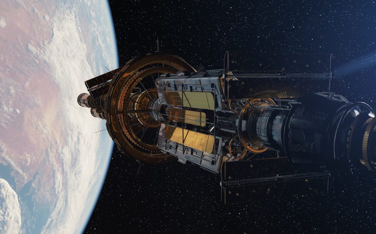 space station flying over the earth atmosphere in 2026 03 24 08 55 01 utc